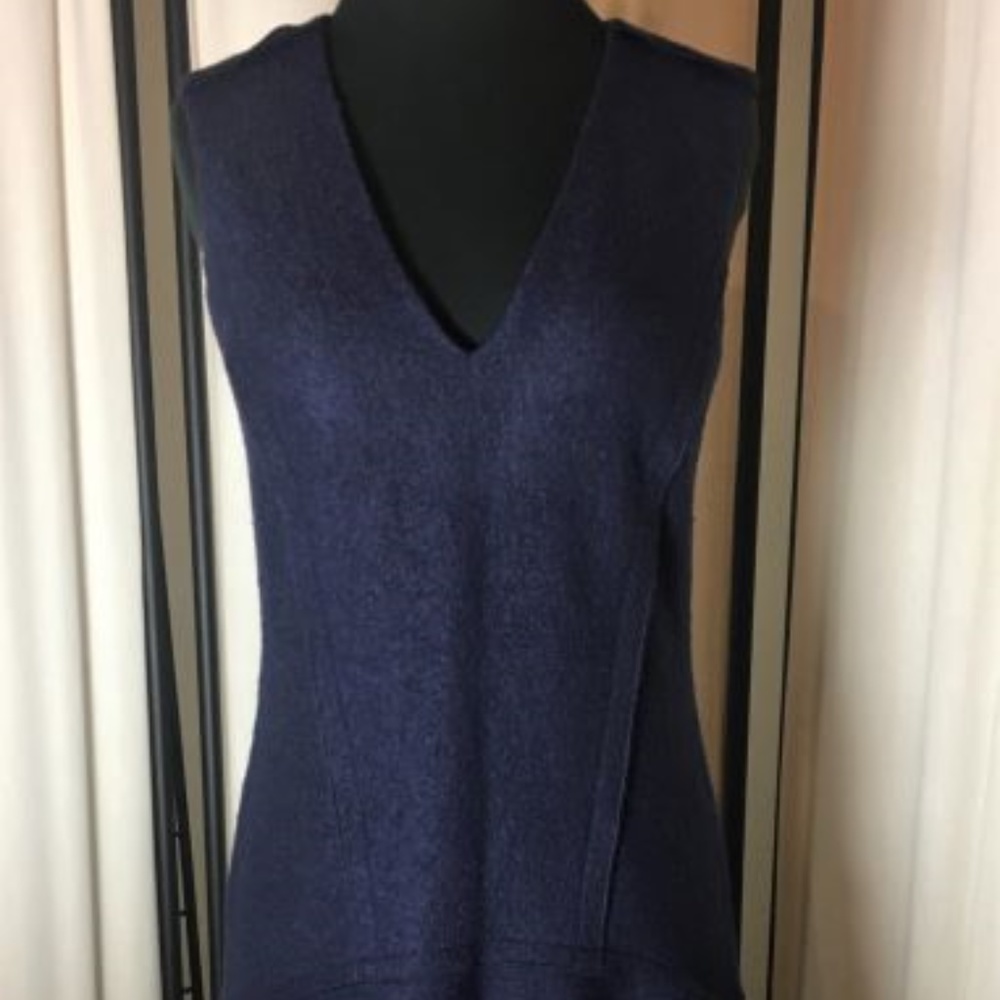 Ann Taylor Navy V-Neck Sleeveless Knit Dress